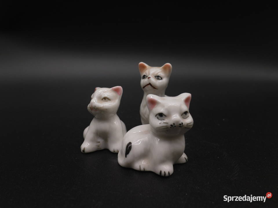 Ceramiczne figurki miniaturki koty 3 Raszków