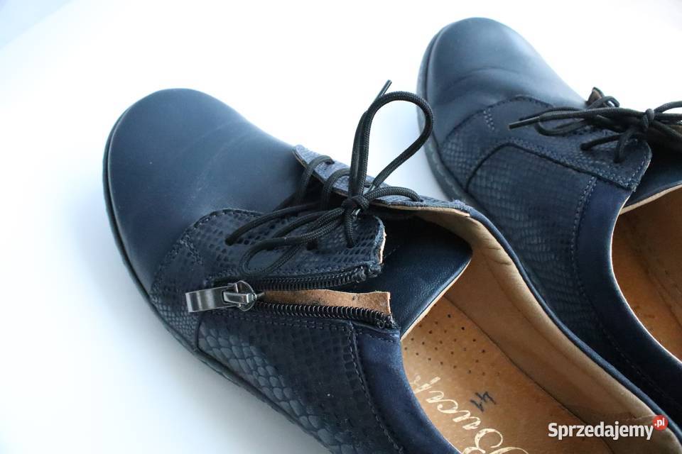 Półbuty granatowe damskie skórzane Wrocław