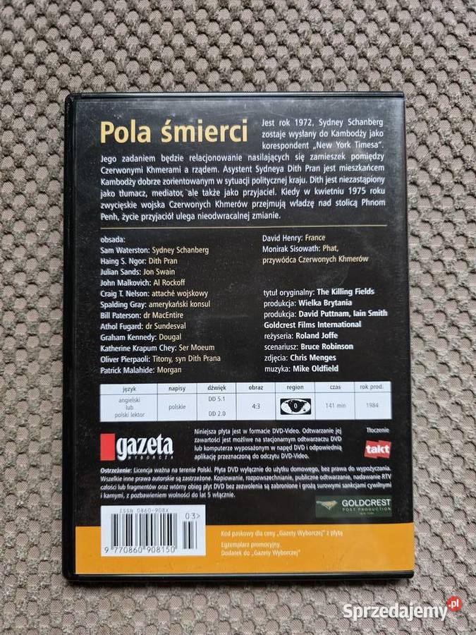 DVD Pola śmierci reżRoland Joffe muz Mike Kraków sprzedam
