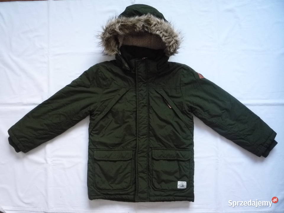 HM 128 Kurtka zimowa zielona z misiem ocieplana H&M Szczecin