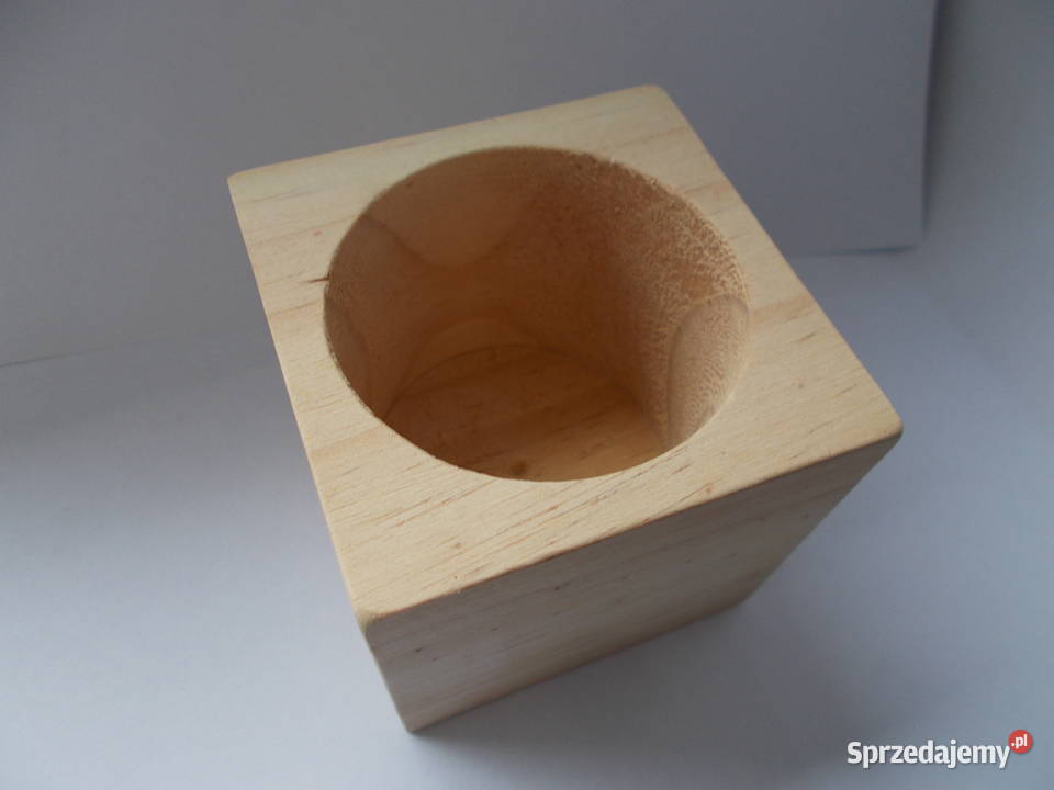Kostka kubek drewniany na przybory świecznik Ruda Śląska sprzedam