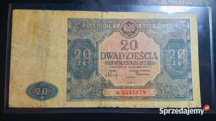 UNIKAT 20 złotych 1946 s B małe kolor niebieski Warszawa sprzedam