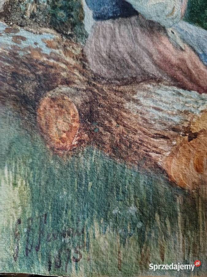 Stary obraz akwarela 1875r