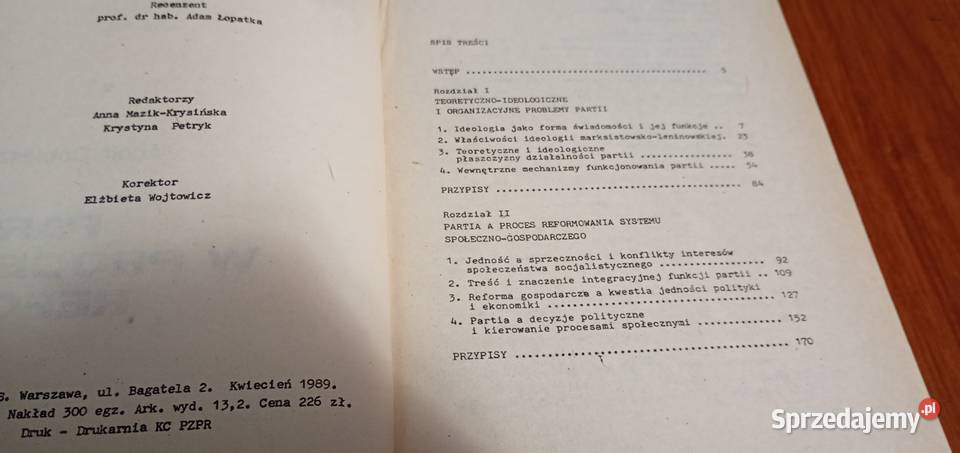 Partia w procesie reform Adolf Dobieszewski Gdańsk sprzedam