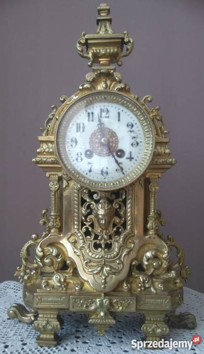 Stary zegar kominkowy Japy Freres mosiężny 1867