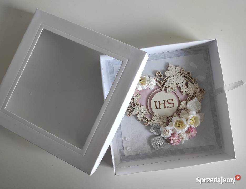 Kartka w pudełku ręcznie robiona na Pamiątkę