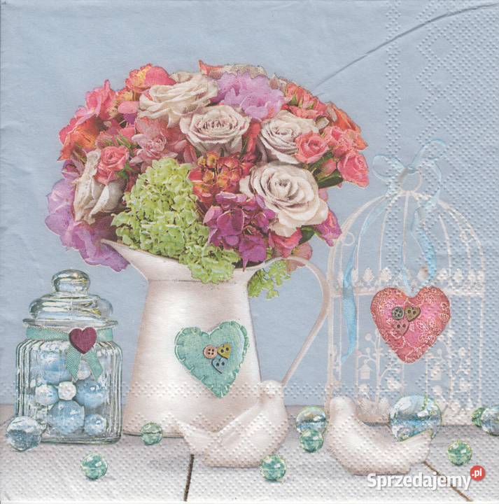 Dekupaż serwetkikwiaty love rower retro Rękodzieło Skarżysko-Kamienna