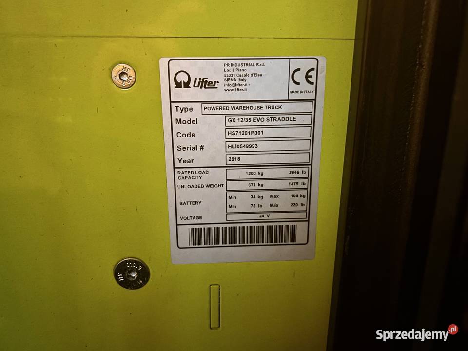 Elektryczna układarka Włoska Pramac GX 1235 EVO Magazynowanie Rawa Mazowiecka sprzedam