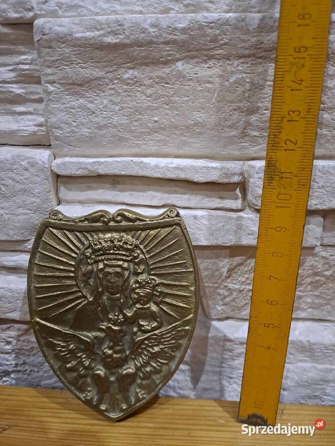 Ryngraf Matka Boska z dzieciątkiem mosiądz Przemyśl