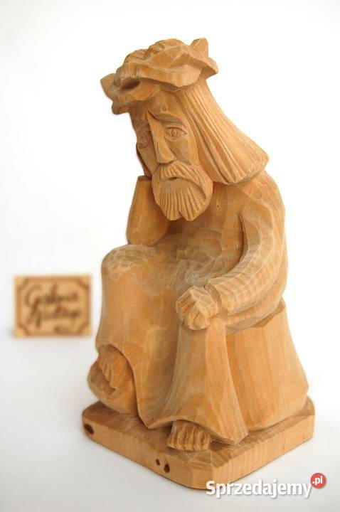 Jezus Chrystus frasobliwy rzeźba drewniana beżowy Lublin