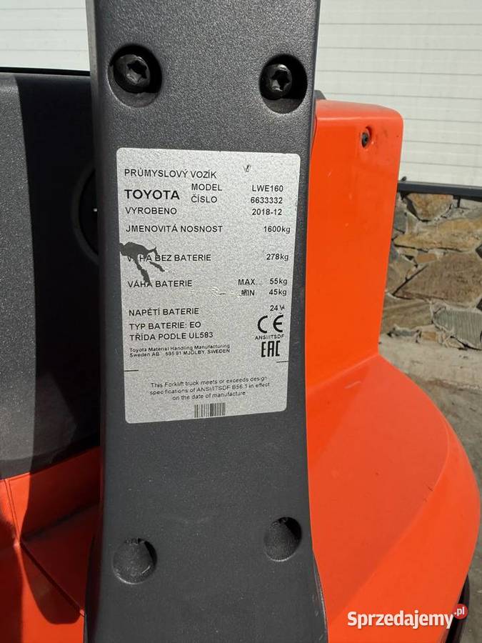 BT Toyota LWE160 Paleciak elektryczny Wózki widłowe Kuchary