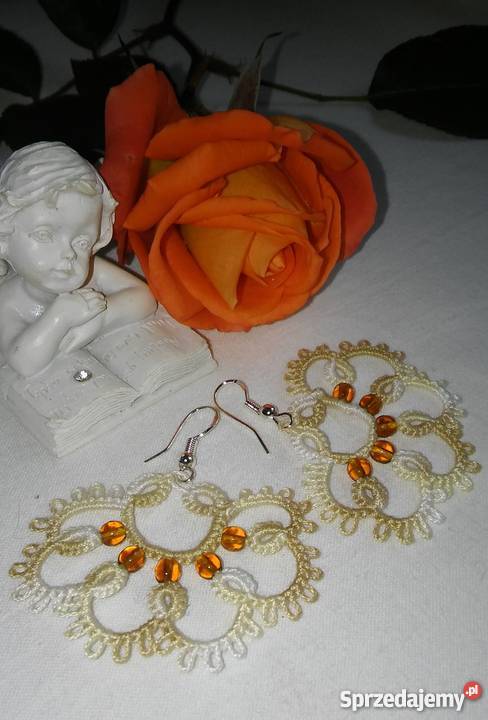 Kolczyki Frywolitkowe Wiśniowa