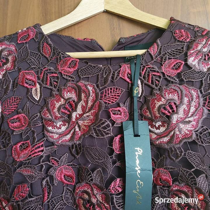 Sukienka nowa koronką bordowa 3/4 śląskie Kalety