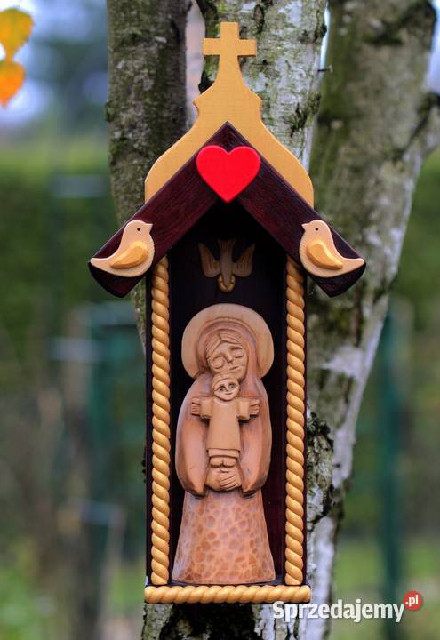 kapliczka ludowa z Marią i dzieciątkiem Jezus Rękodzieło Gniezno