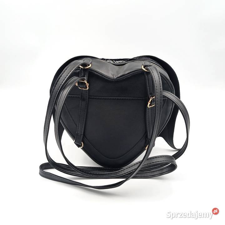 Plecak damski skórzany czarny skrzydlate serce