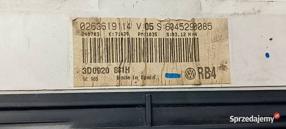 LICZNIK ZEGAR VOLKSWAGEN PHAETON 3D0920881H kujawsko-pomorskie Lipno