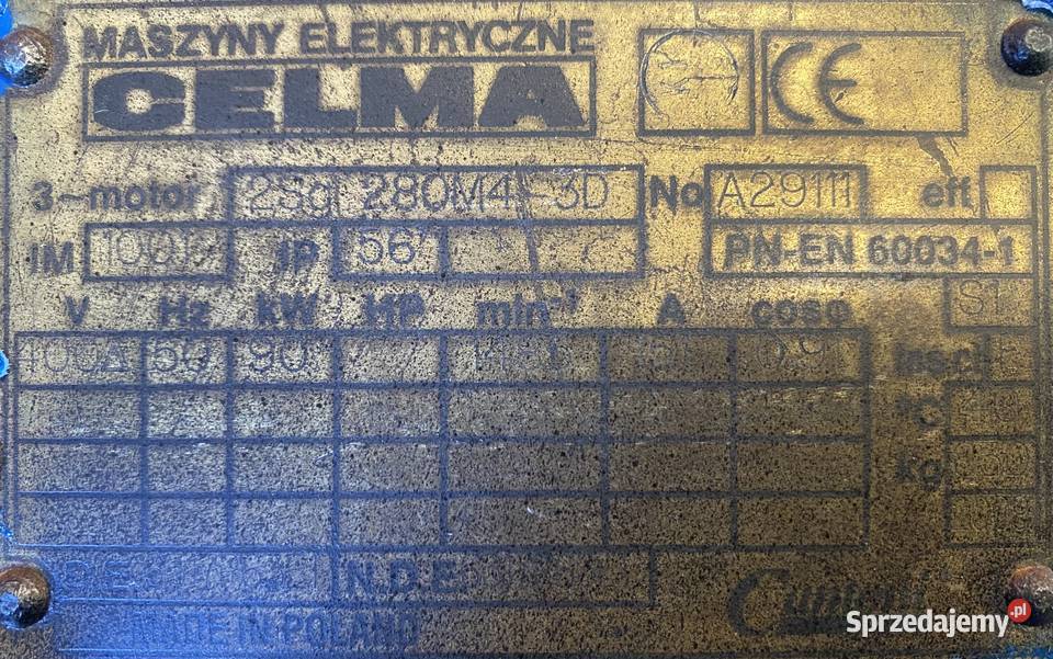 silnik elektryczny 90kW 1485obr 3fazowy CELMA kujawsko-pomorskie Pigża