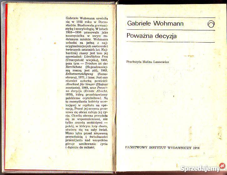 8802 POWAŻNA DECYZJA GABRIELE WOHMANN Czyrna
