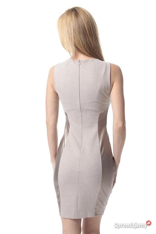 Supertrash DEELITED Sukienka etui beżowy M brązowy/beżowy lubelskie Jasieniec