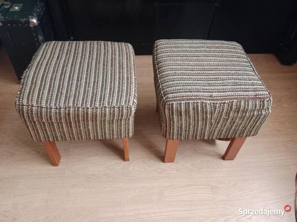 Zestaw 2 TaboretówPuf PRL Chojnickie Fabryki śląskie Ruda Śląska