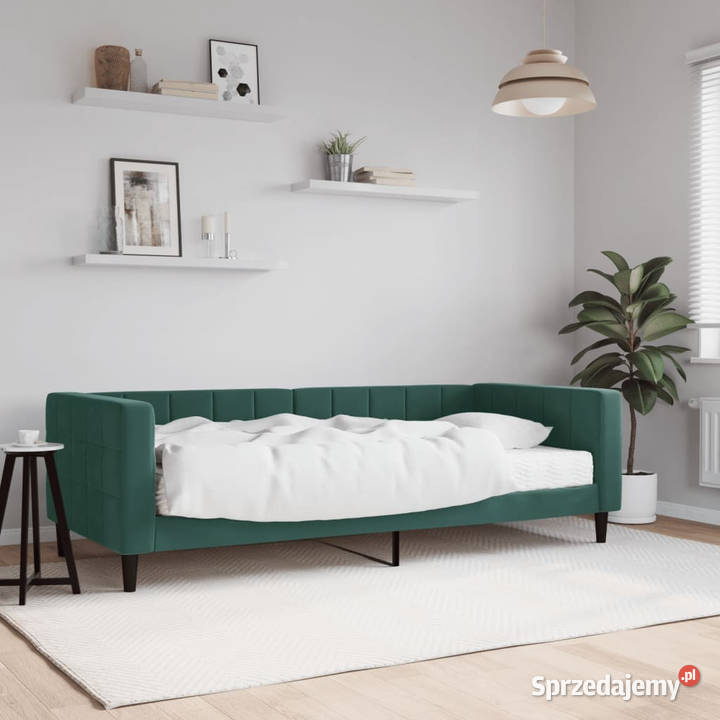 Sofa z materacem do spania ciemnozielona aksamit 68cm mazowieckie Warszawa