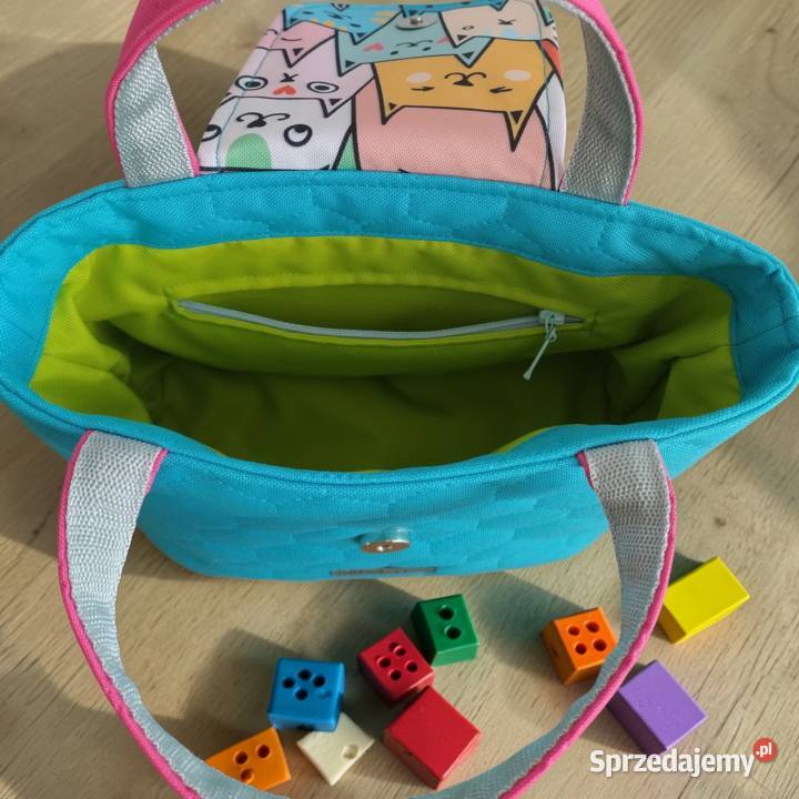 Niebieska Torebka Koszyk w KOTKI handmade małopolskie Kraków