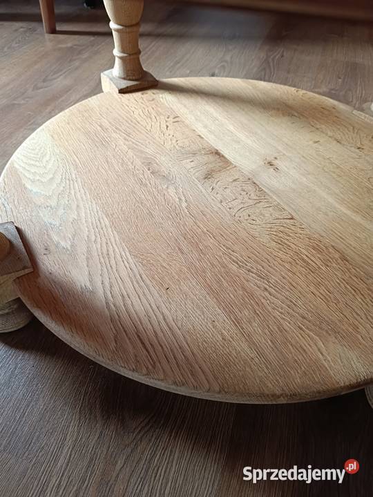 Ława dębowa ze szklanym blatem ciężka jasna Lipno