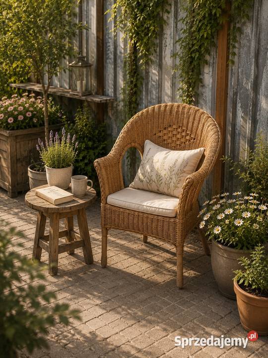 Krzesło Fotel rattanowy IKEA AGEN styl boho Poddębice