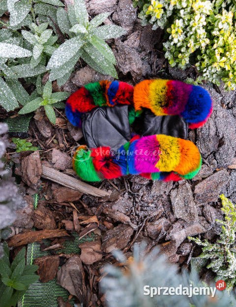 Rękawiczki damskie skórzane bez palcy mitenki z Szaflary sprzedam