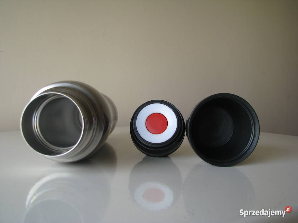 Mały stalowy termos turystyczny z kubkiem 04 l małopolskie Brzegi