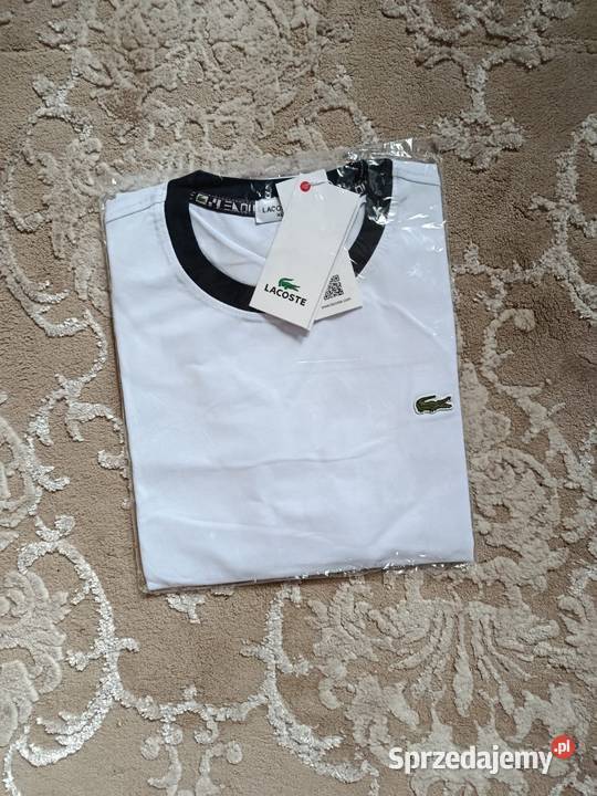 Tshirt bawełniany Lacoste biały XL regular fit podlaskie