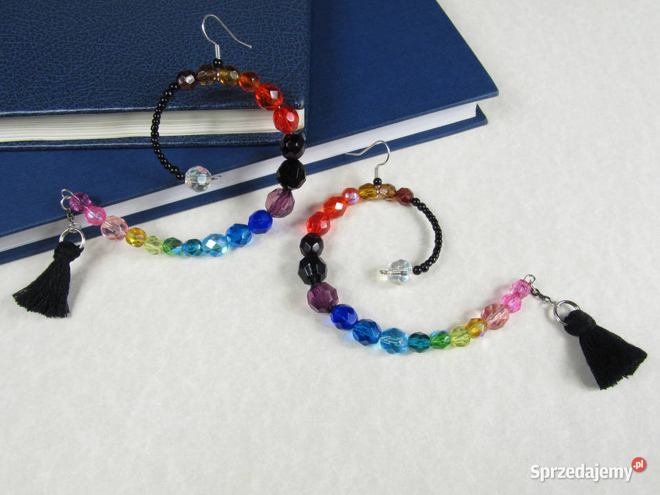 Kolczyki tęczowe czerwony niebieski czarny Katowice