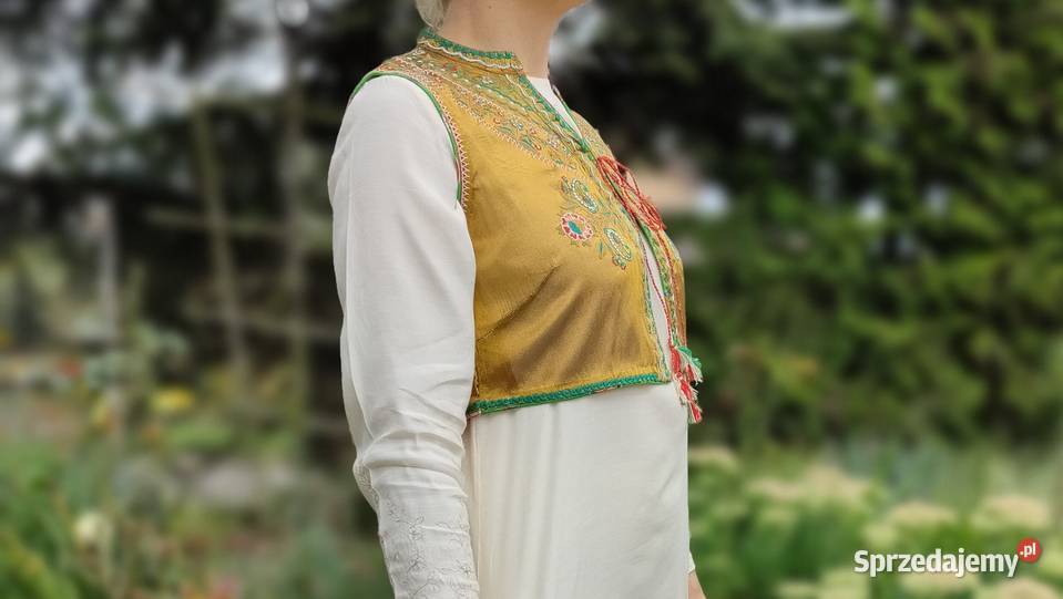 Złota kamizelka bolerko gorset S 36 etno folk Szczecin
