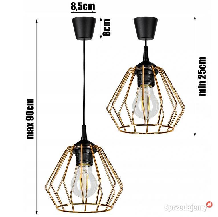 LAMPA WISZĄCA ŻYRANDOL LOFT Złota GOLD czarna Choroszcz