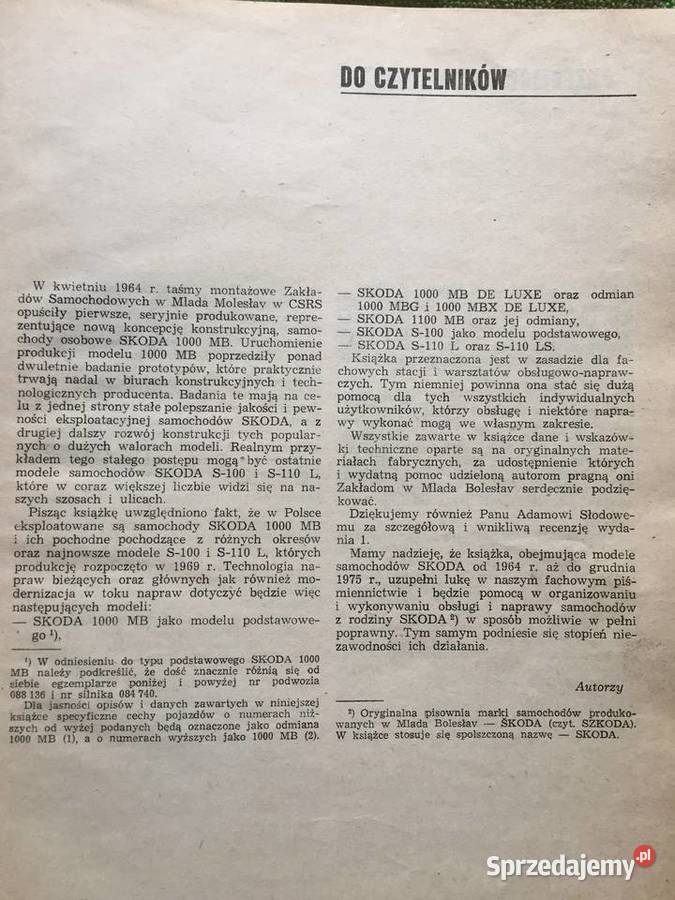 Naprawa Skoda 1000 MB S100 S110 Książka poradnik Poradniki, albumy i reportaże mazowieckie Warszawa