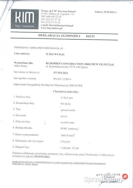 lina stalowa ocynkowana fi20mm 50mb Zgierz