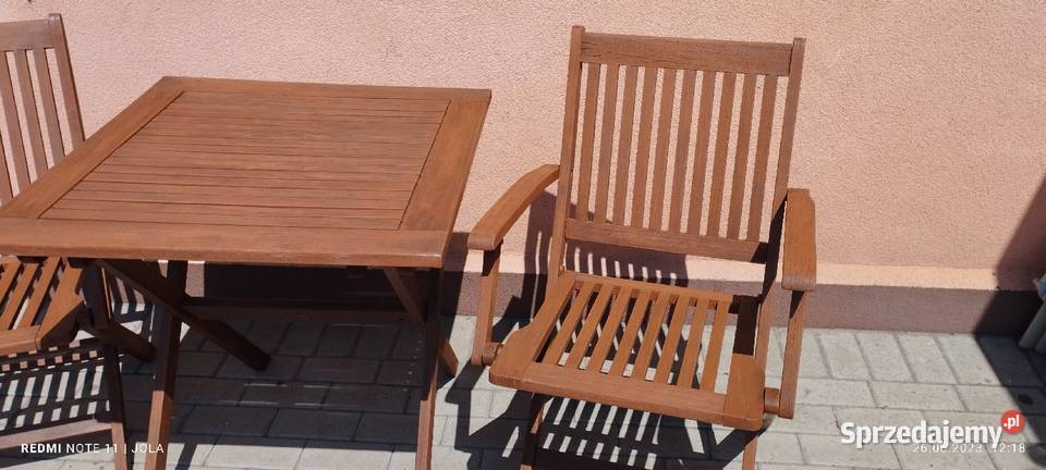 Komplet mebli ogrodowych drewnianych na balkon drewno Szamotuły sprzedam