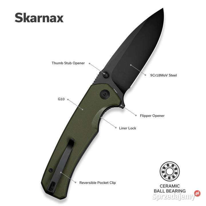 Nóż składany Sencut Skarnax Green G10 Black Warszawa sprzedam