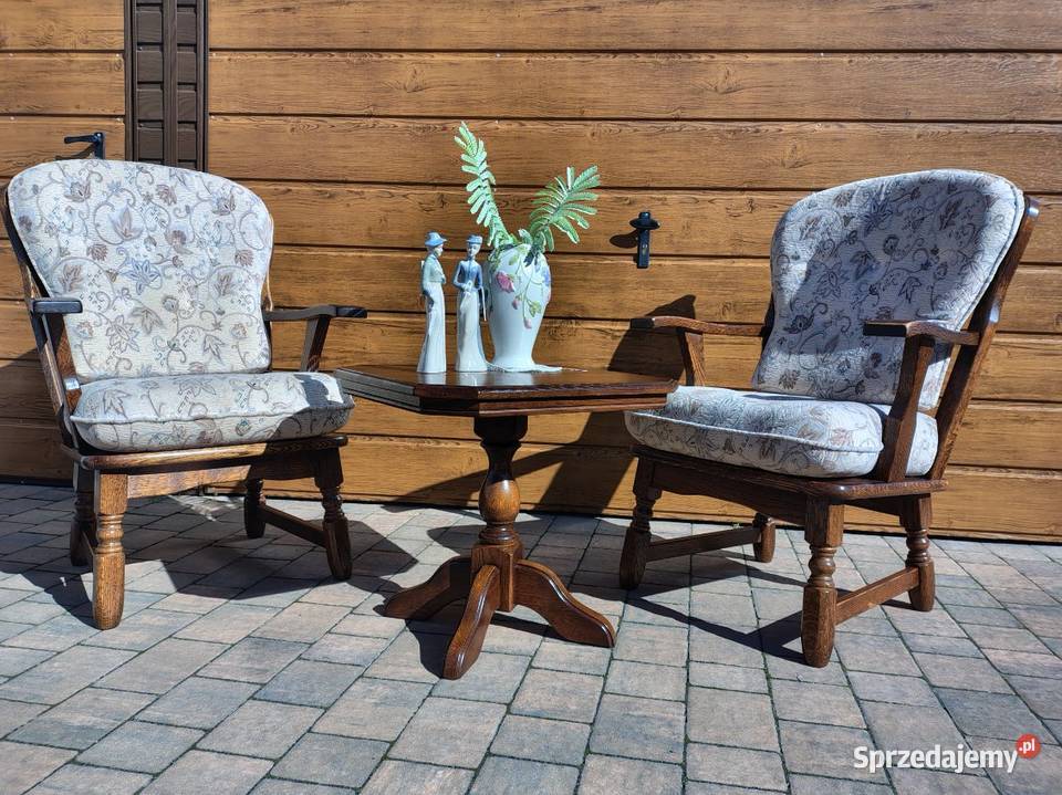 dwa piękne fotele na dębowym stelażu Mielnica Duża