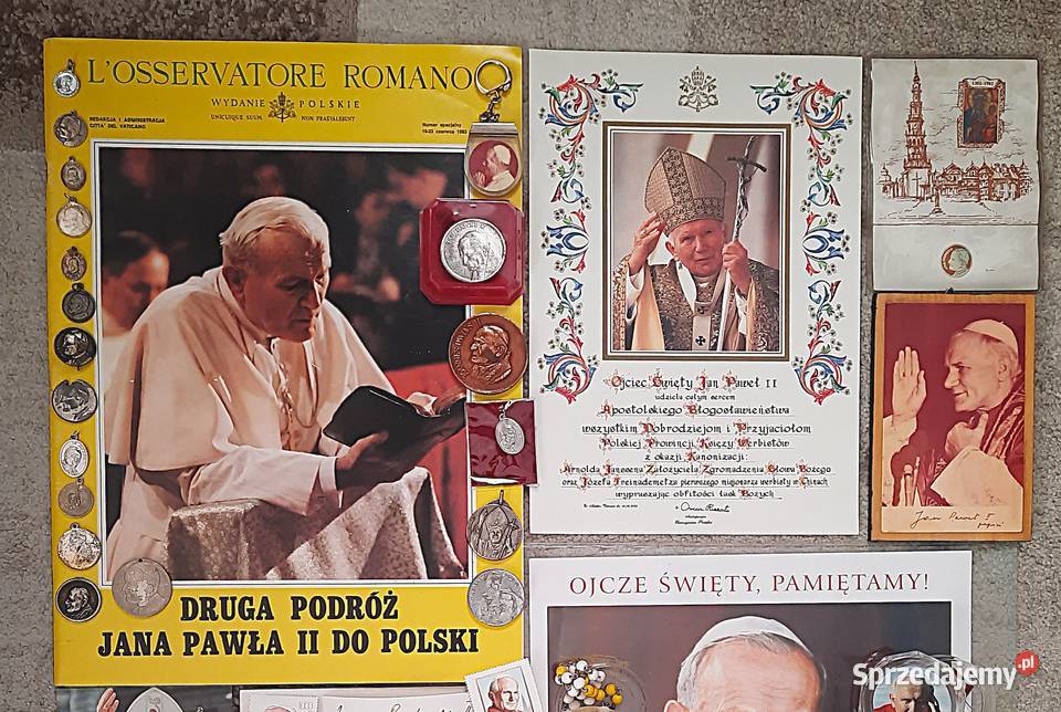 Medaliki Różańce i inne pamiątki Jan Paweł II śląskie Gliwice
