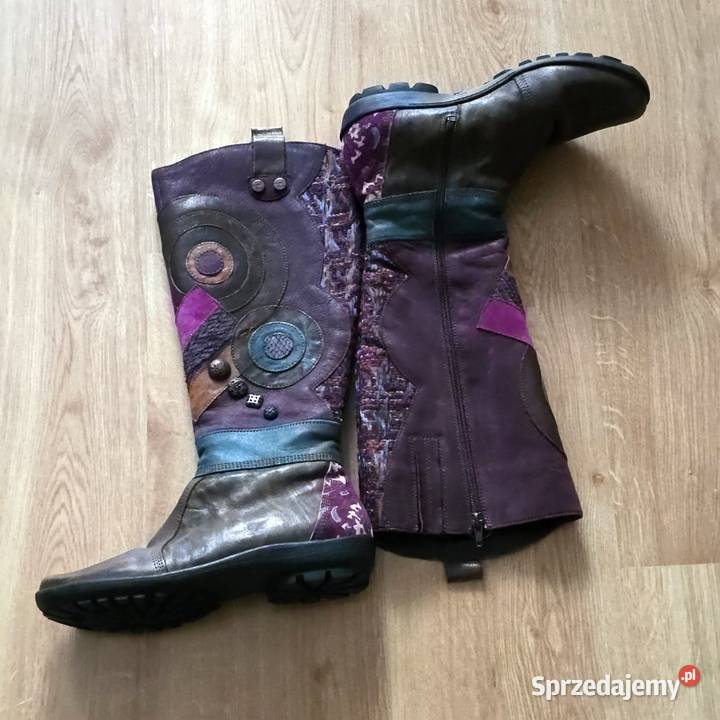 Unikatowe Kozaki Damskie Think skóra naturalna pomorskie