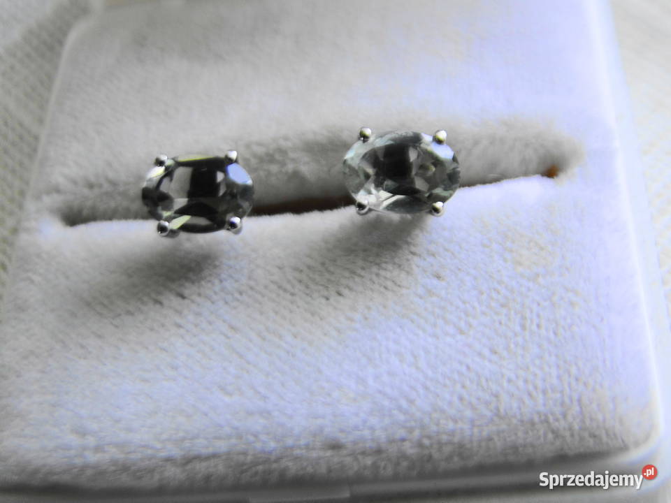 Kolczyki srebro 925 i seledynowe cyrkonie srebro Warszawa