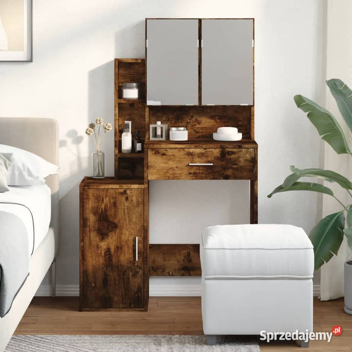 Toaletka z szafką opalany dąb 80x35x132 WM848238 Warszawa