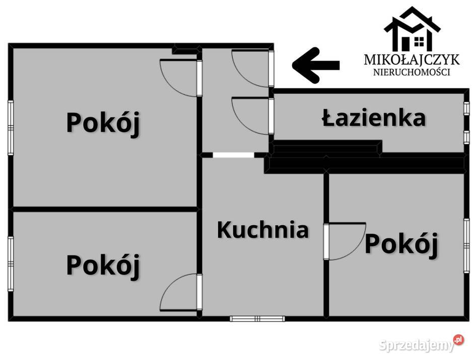 3 pokoje Paderewskiego I piętro 51 m2 Bartoszyce