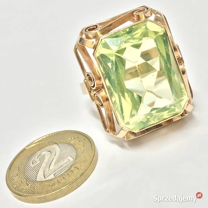 Złoty PIERŚCIONEK 585 14K zielony OLIWIN cud r29 Warszawa