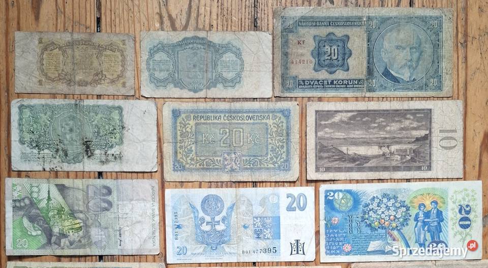Zestaw Banknotów Czechy Słowacja Czechosłowacja Gliwice sprzedam