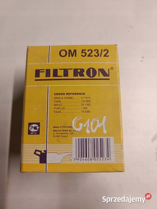 FILTR OLEJU Opel Vectra B 20 DI OM5232 osobowe Rudka