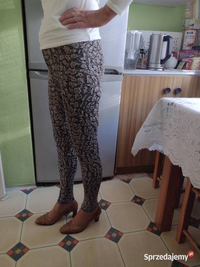 38M Złote legginsy brokatowe z Londynururki NOWE Spodnie Moda i Styl Kraków