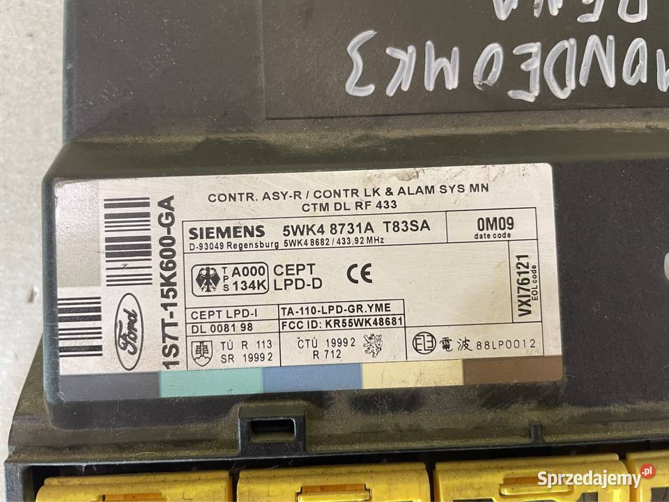 Moduł sterownik komfort 1S7T15K600GA Ford mondeo komputery Motoryzacja zachodniopomorskie Szczecin