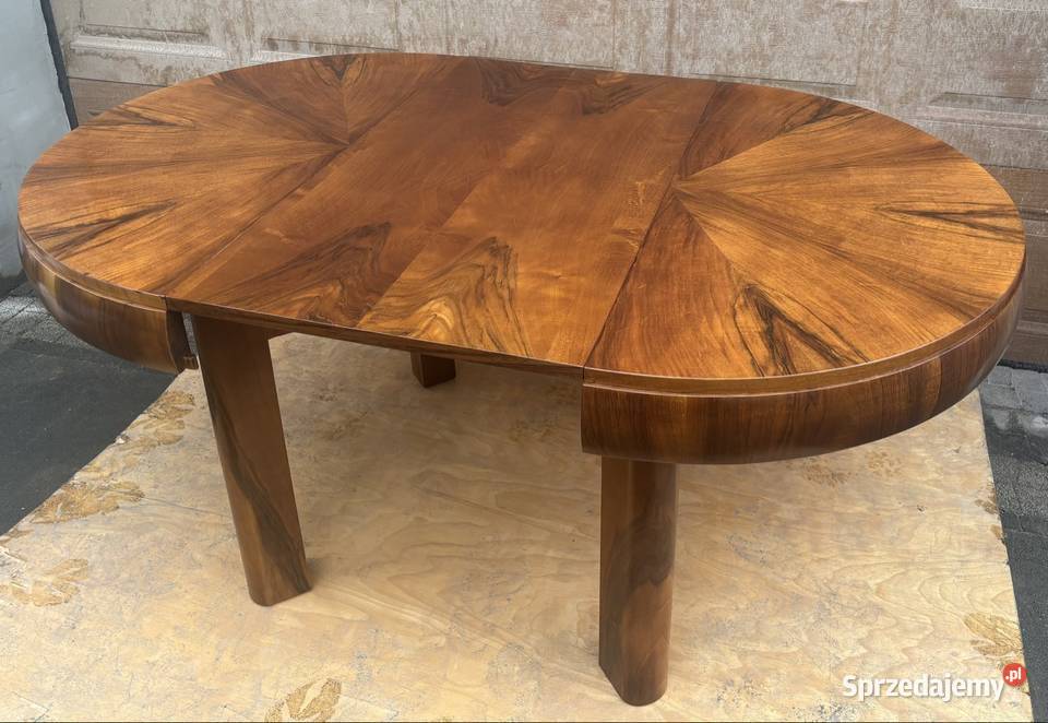 Stół Okrągły Orzech Beczką 112 Rozkładany Antyk Meble mazowieckie